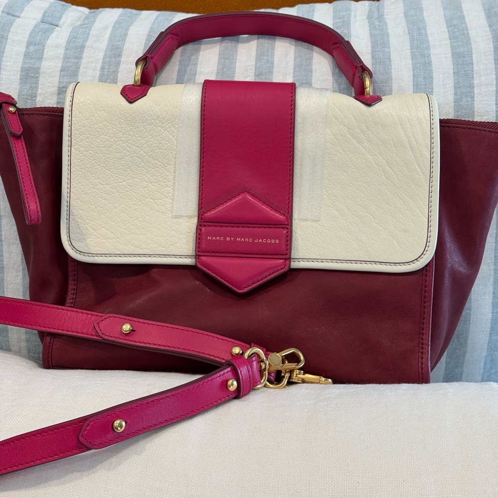 Marc by Marc Jacobs Handbag Color block - maroon burgundy, fuchsia and cream